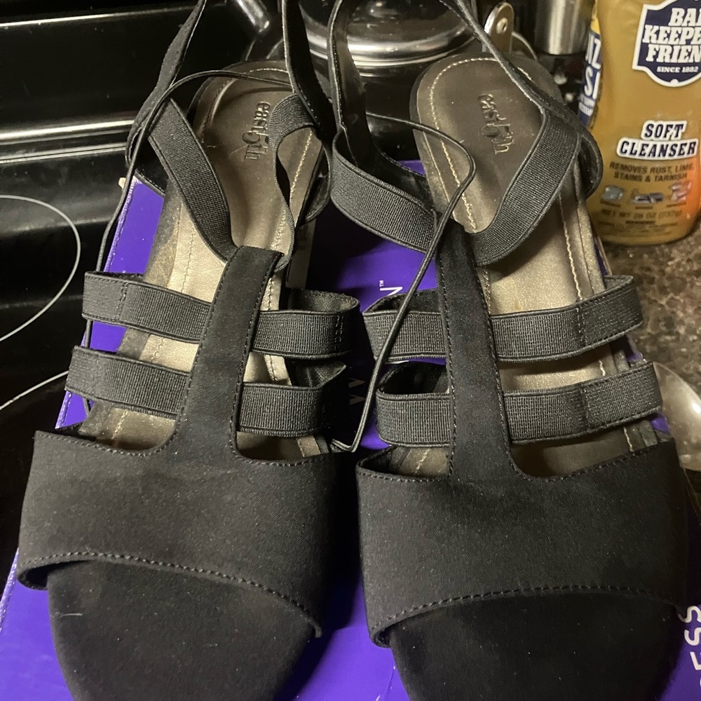 East 5th Black Platform Shoes with Suede Finish